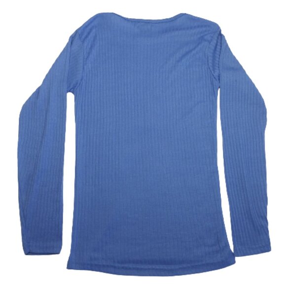 Uniti Blouse Womens Medium Blue Striped Long Sleeve Crew Neck Relaxed - Picture 2 of 5